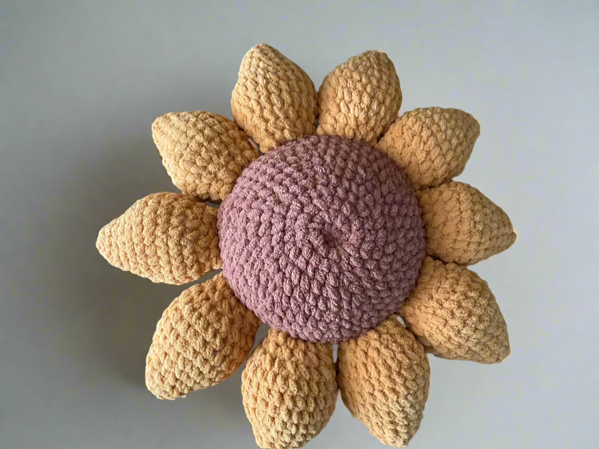 Crochet Pillow Sunflower