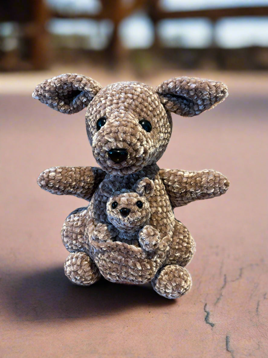 Crochet Kangaroo and Baby Roo