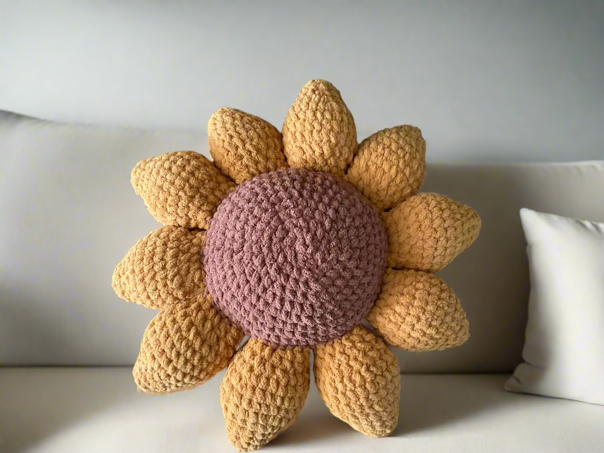 Crochet Pillow Sunflower