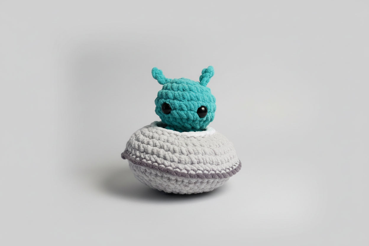 Crochet Alien with Spaceship