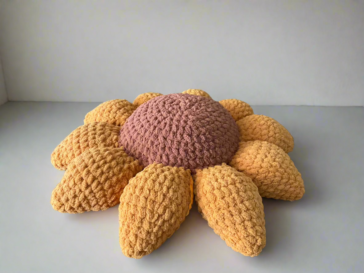 Crochet Pillow Sunflower