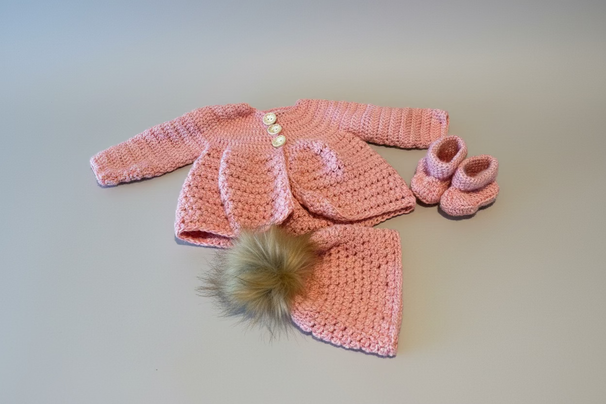 Crochet Baby Set (Hat, Booties, and Cardigan)